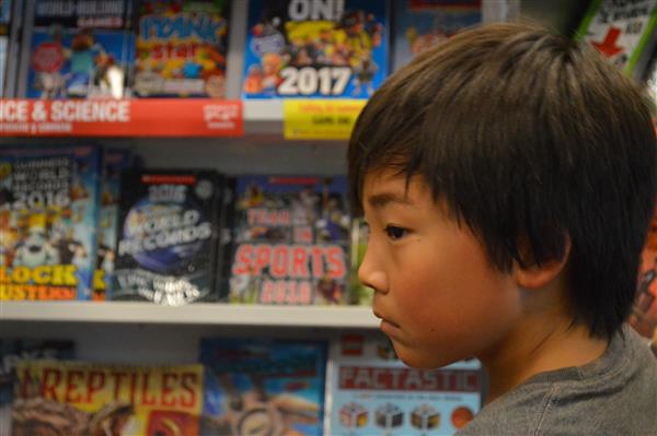 Student in Elementary Media Center